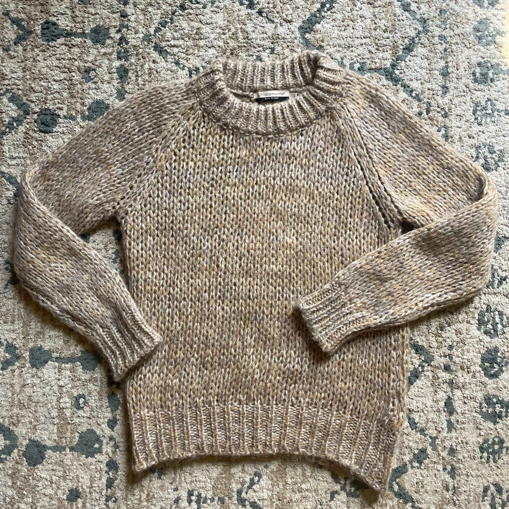 Chiaramente Knit Sweater Size Small Made in Italy Mohair Neutral Warm Feminine